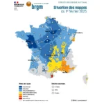 Carte de France hexagonale de la situation des nappes au 1er février 2025 (à gauche) et au 1er février 2026 (à droite). © BRGM