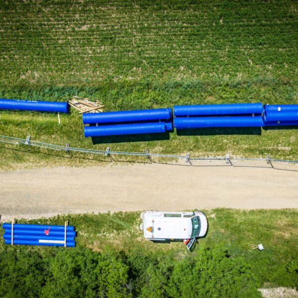 Chantier d’interconnexion et de sécurisation entre le SMEA de la Basse Limagne et la CAM à la limite de commune entre Cournon d’Auvergne et Lempdes.
